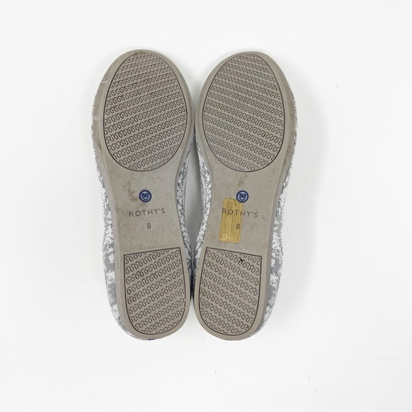 Rothy’s Slip-On Loafers Snake Skin Pattern Print Light Grey 8 - Picture 13 of 15